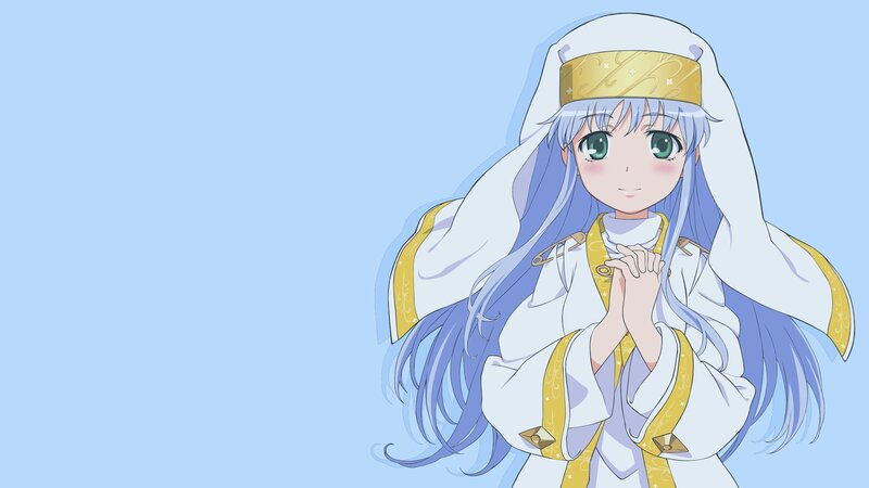 Anime Girl in White Robe — Blue, Calm, Long Hair