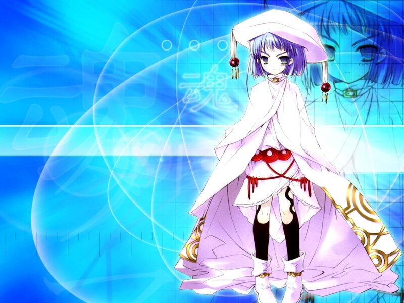 Anime Girl in White Robe — Blue, Calm