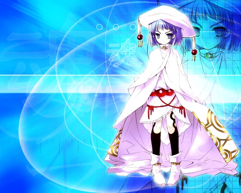Anime Girl in White Robe — Blue, Serene
