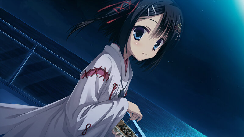 Anime Girl in White Robe — Blue