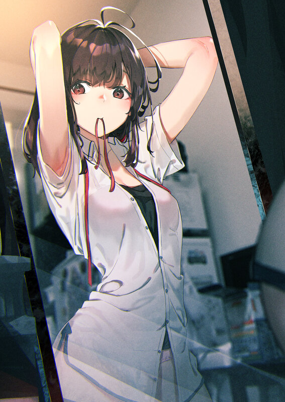 Anime Girl in White Shirt — Calm, Digital Art