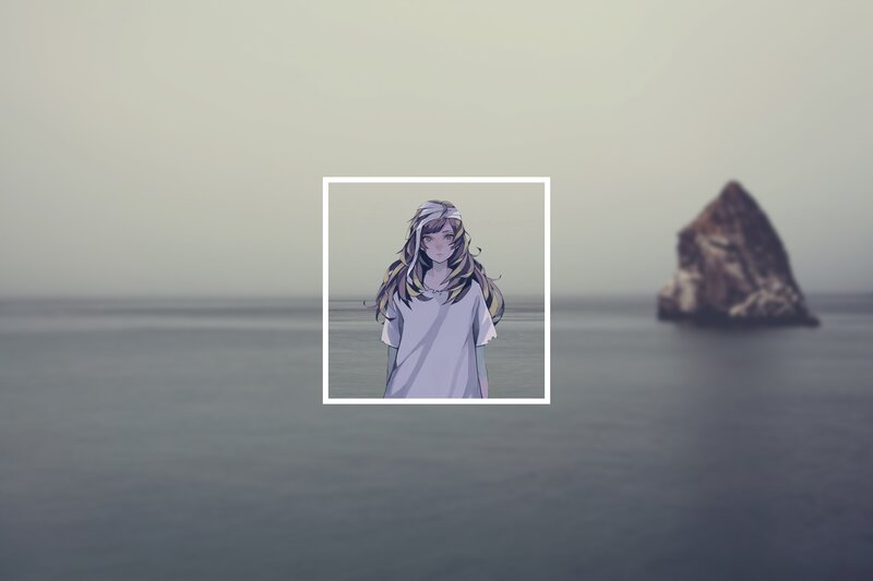 Anime Girl in White Shirt — Gray, Serene