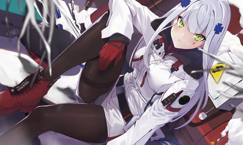 Anime Girl in White Suit — Dramatic, Digital Art, White Hair