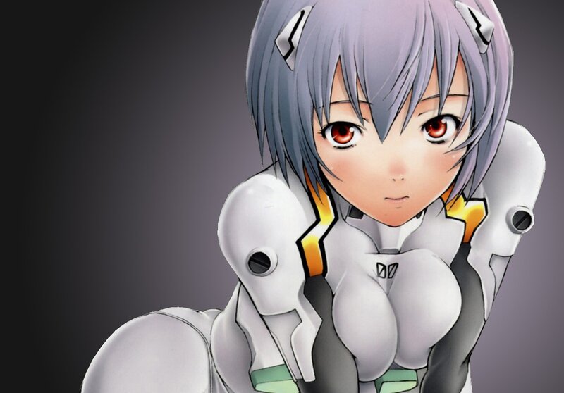 Anime Girl in White Suit — Serious, Red Eyes