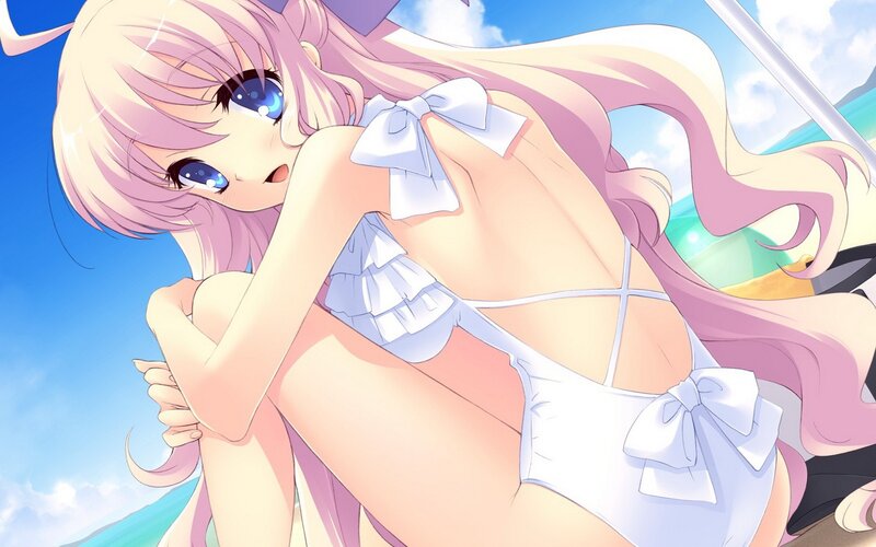 anime girl in white swimsuit