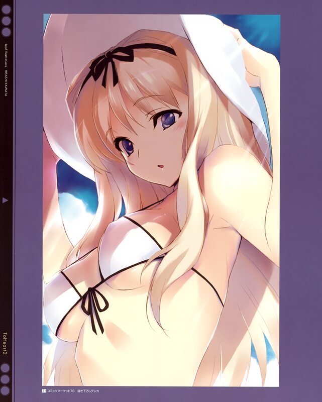 Anime girl in white swimsuit