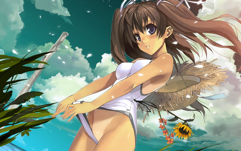 anime girl in white swimsuit