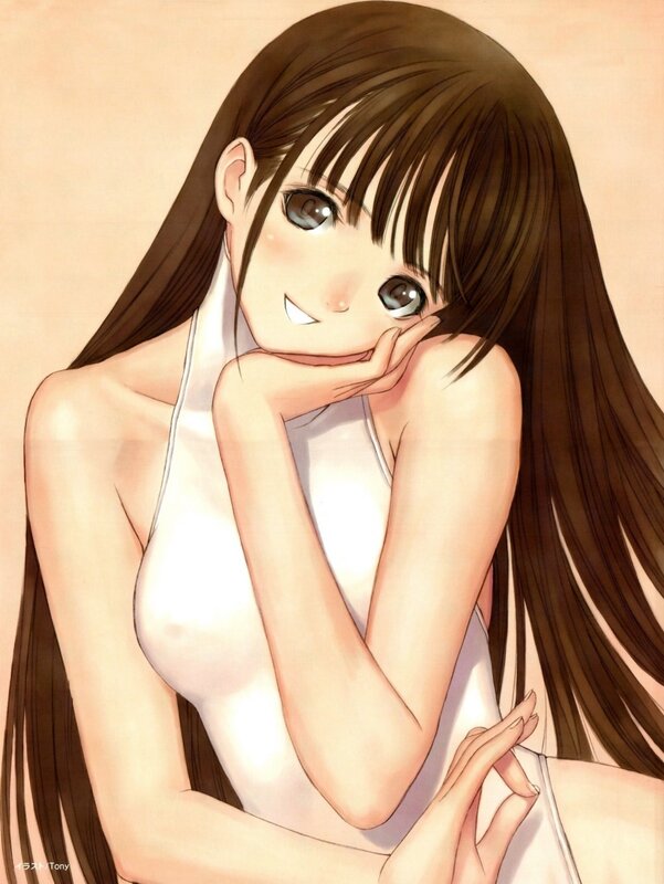 Anime Girl in White Top — Brown, Calm