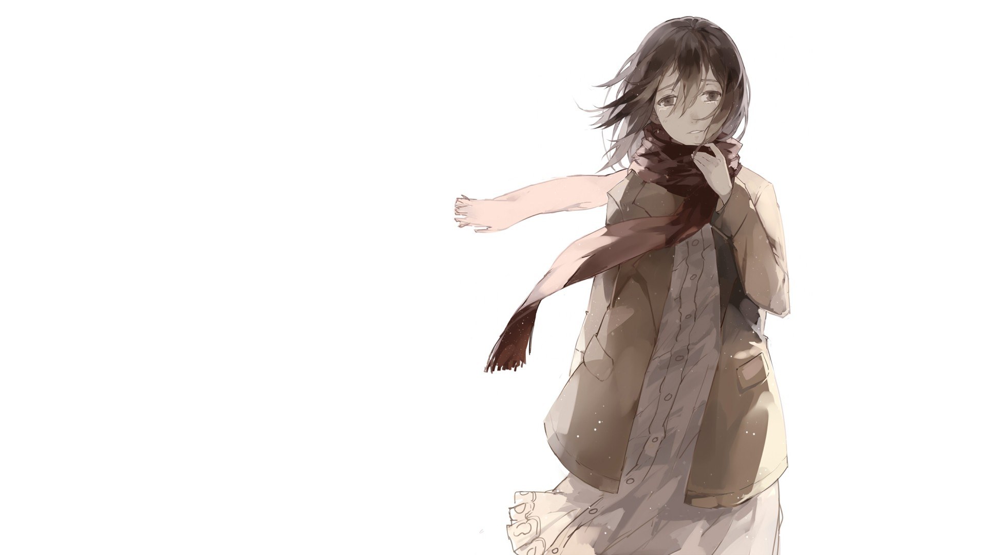 anime girl in wind