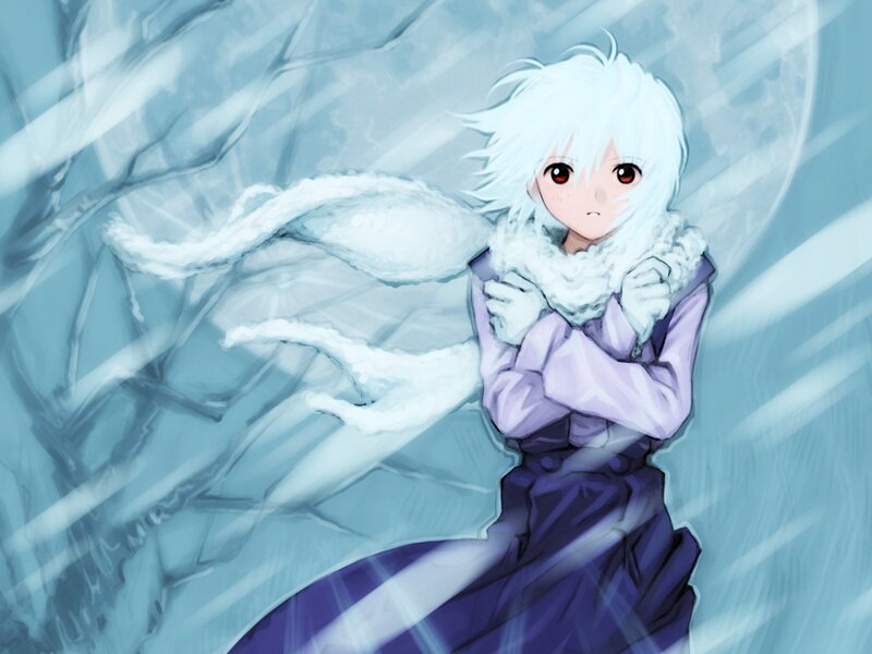 Anime Girl in Winter — Blue, Cold, Digital Art, Snow, Coat