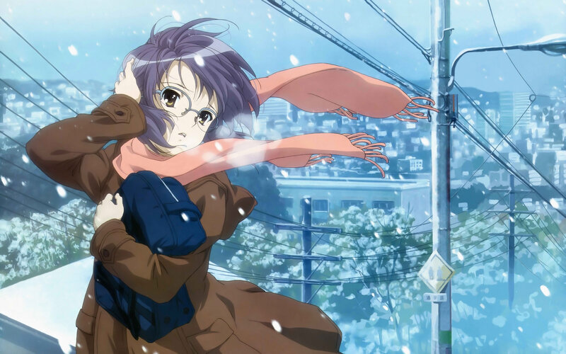 Anime Girl in Winter — Blue, Cold, Scarf