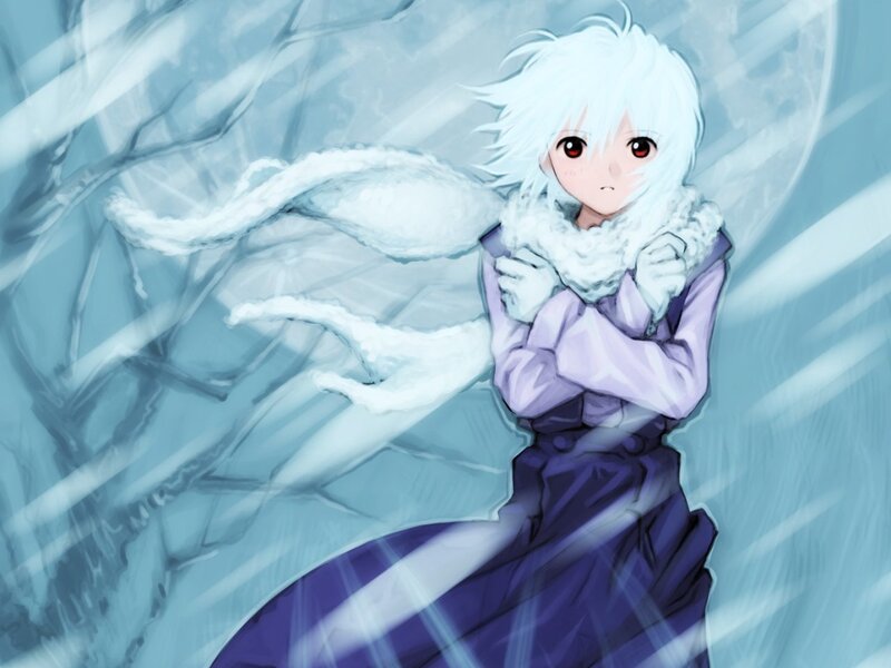 Anime Girl in Winter — Blue, Cold
