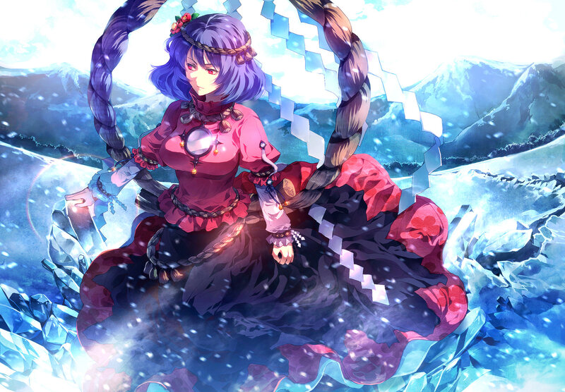 Anime Girl in Winter — Blue, Dramatic, Digital Art
