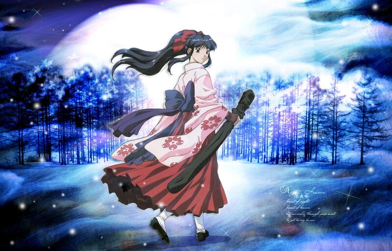 Anime Girl in Winter — Blue, Dramatic, Night
