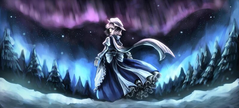 Anime Girl in Winter — Blue, Dramatic, Serene