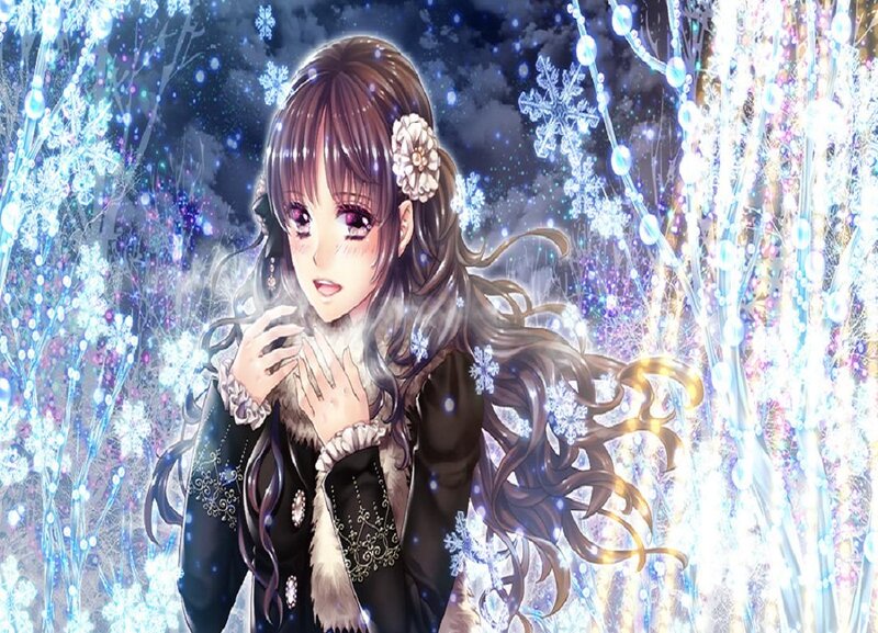 Anime Girl in Winter — Blue, Magical