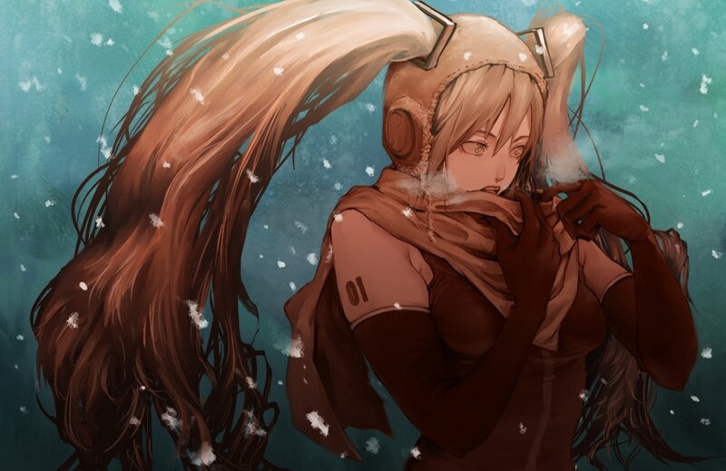 Anime Girl in Winter — Brown, Cold