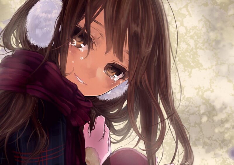 Anime Girl in Winter — Brown, Melancholic
