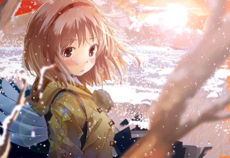 Anime Girl in Winter — Brown, Serene