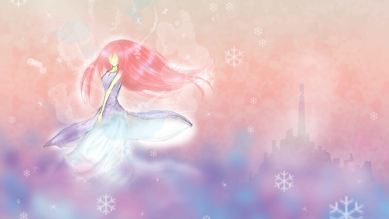 Anime girl in winter city