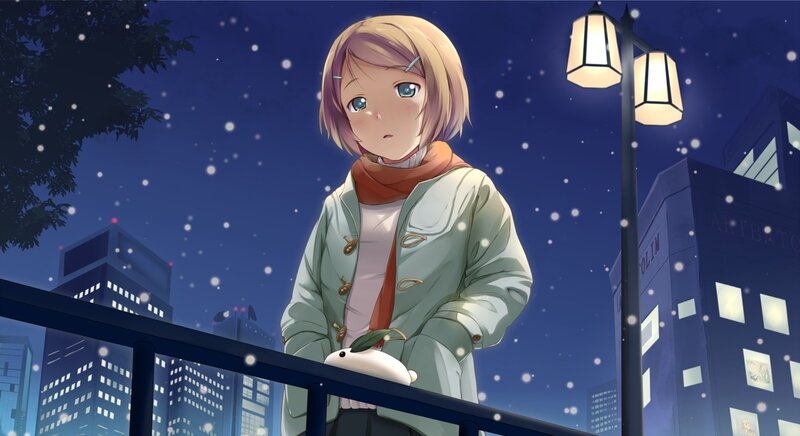 anime girl in winter city