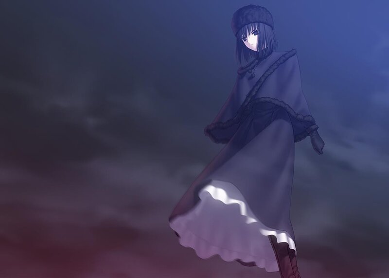 anime girl in winter cloak