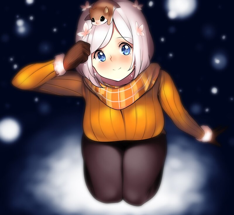 Anime girl in winter clothes