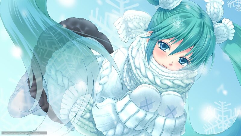 Anime Girl in Winter Clothes — Blue, Calm, Digital Art