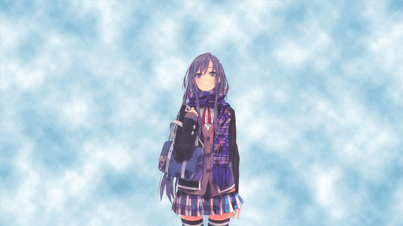Anime Girl in Winter Clothes — Blue, Calm, Scarf