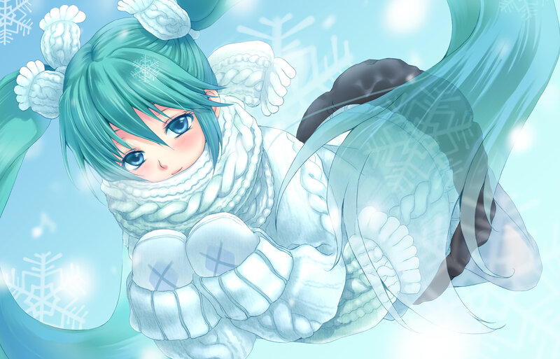 Anime Girl in Winter Clothes — Blue, Calm
