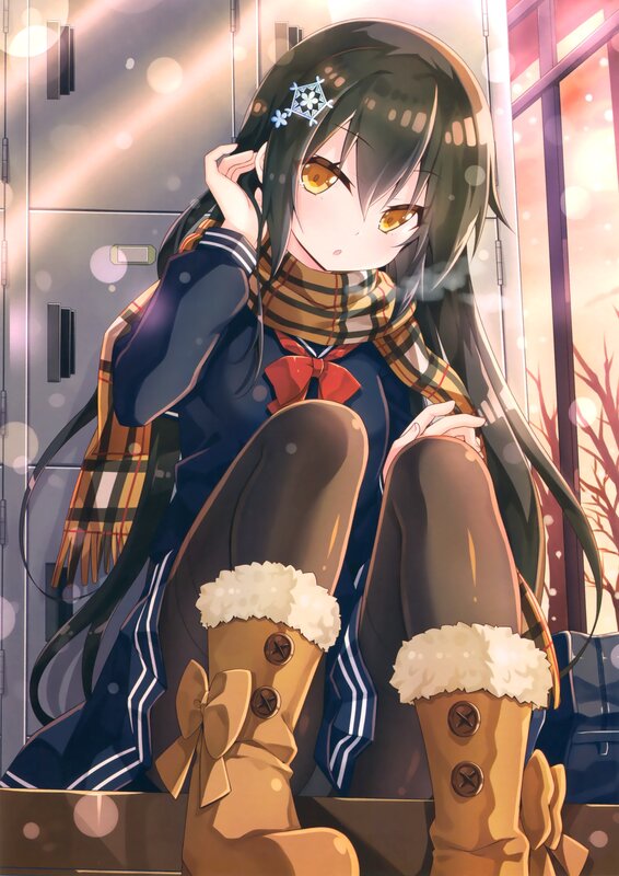 Anime Girl in Winter Clothes — Brown