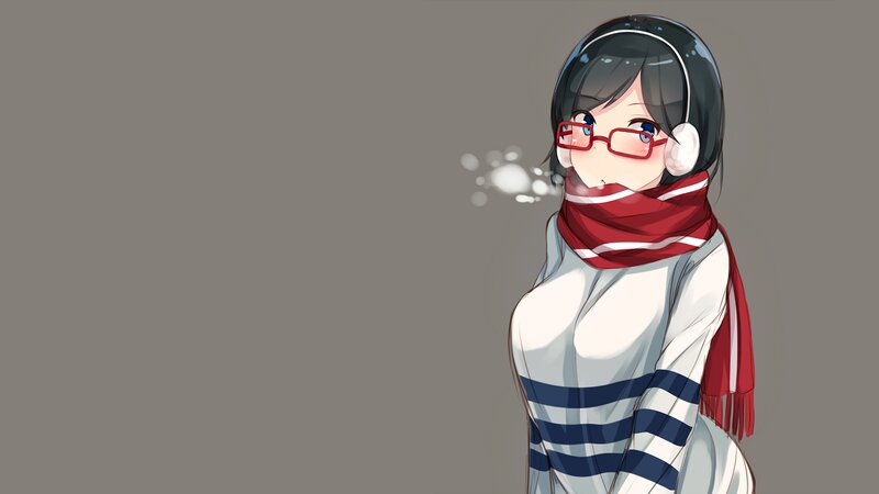 Anime Girl in Winter Clothes — Gray, Calm