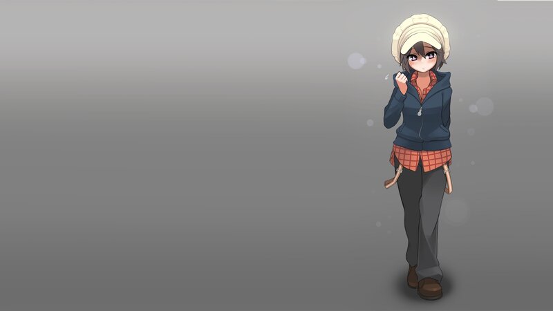 Anime Girl in Winter Clothes — Gray