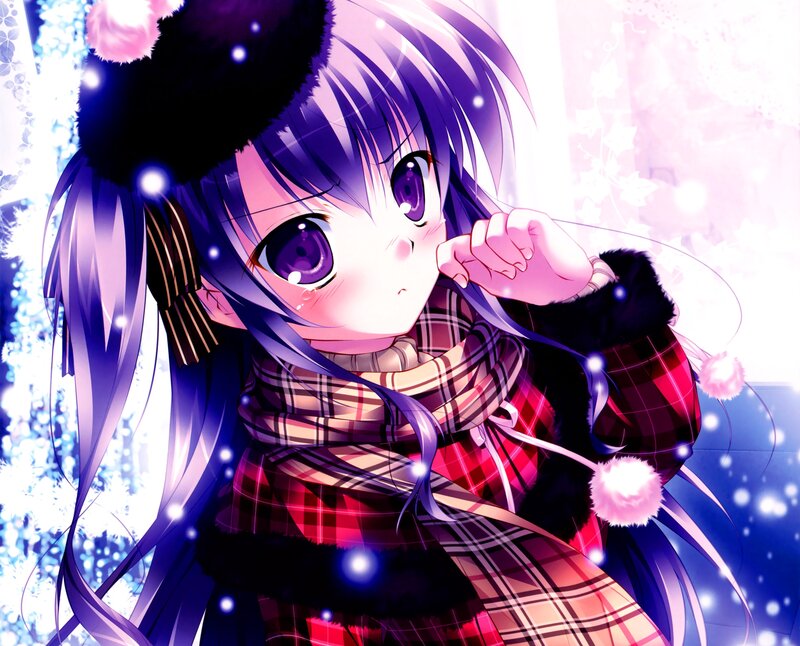 Anime Girl in Winter Clothes — Purple, Cold