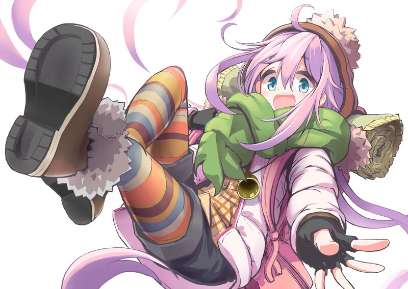 Anime Girl in Winter Clothes — Purple, Playful