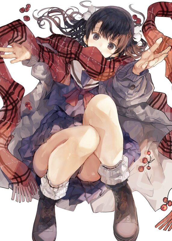 Anime Girl in Winter Clothes — Red