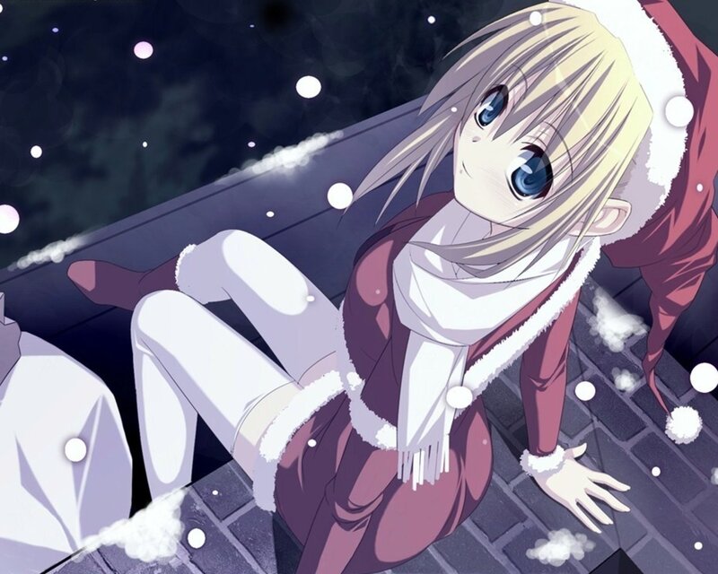 Anime Girl in Winter Clothes — White, Calm, Snow