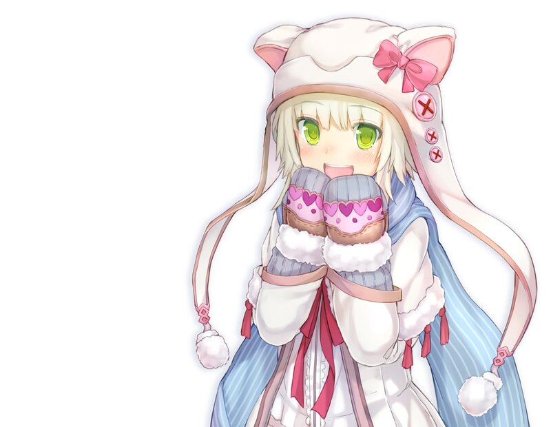 Anime Girl in Winter Clothes — White