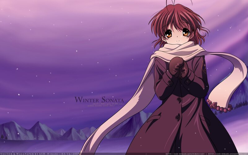 Anime girl in winter coat