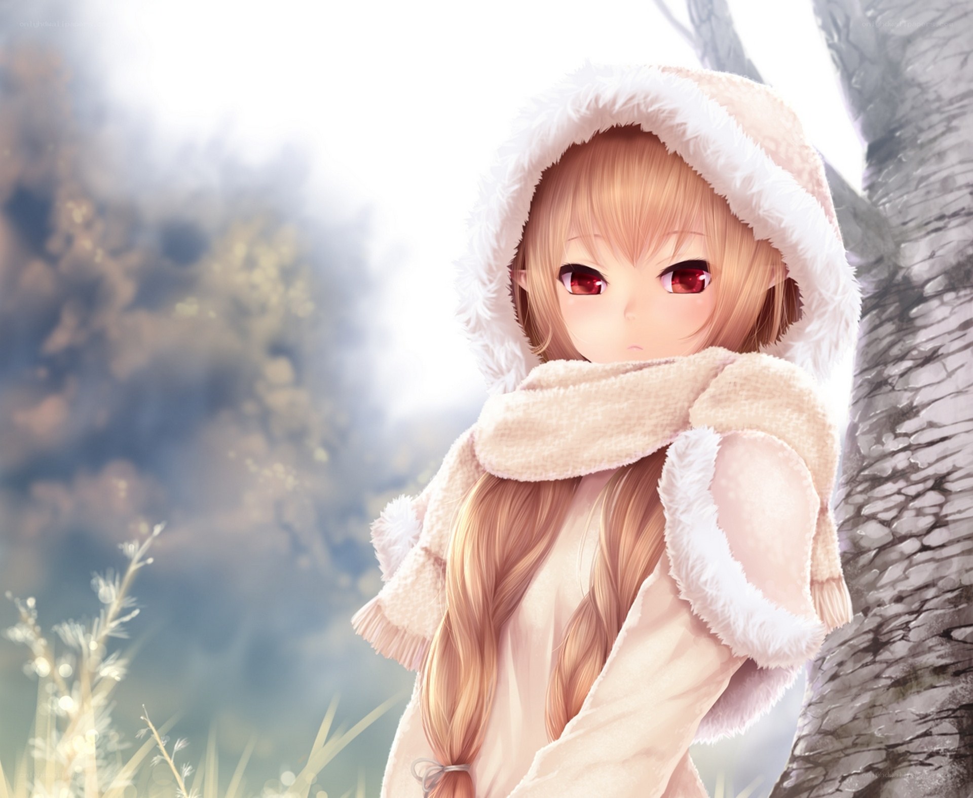 anime girl in winter coat