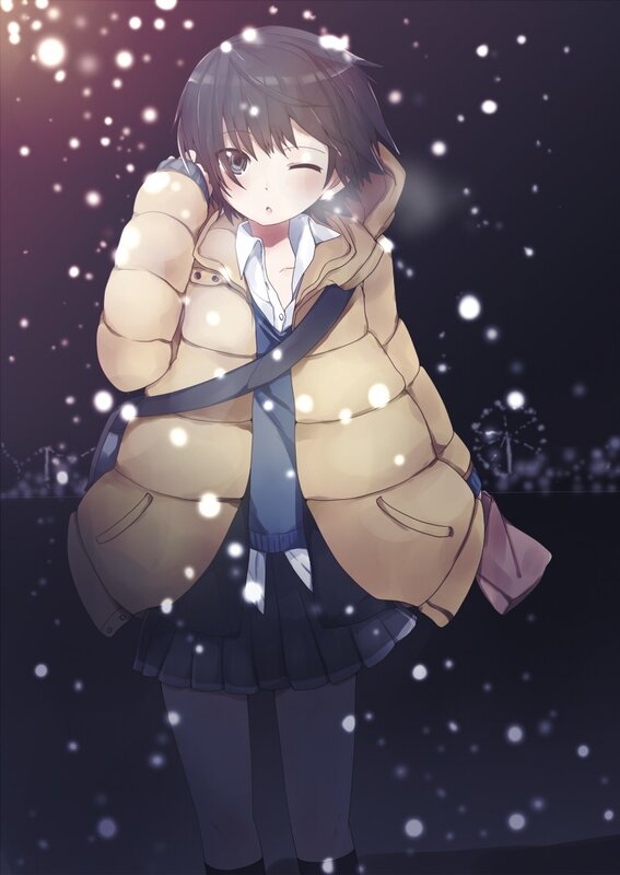 Anime girl in winter coat