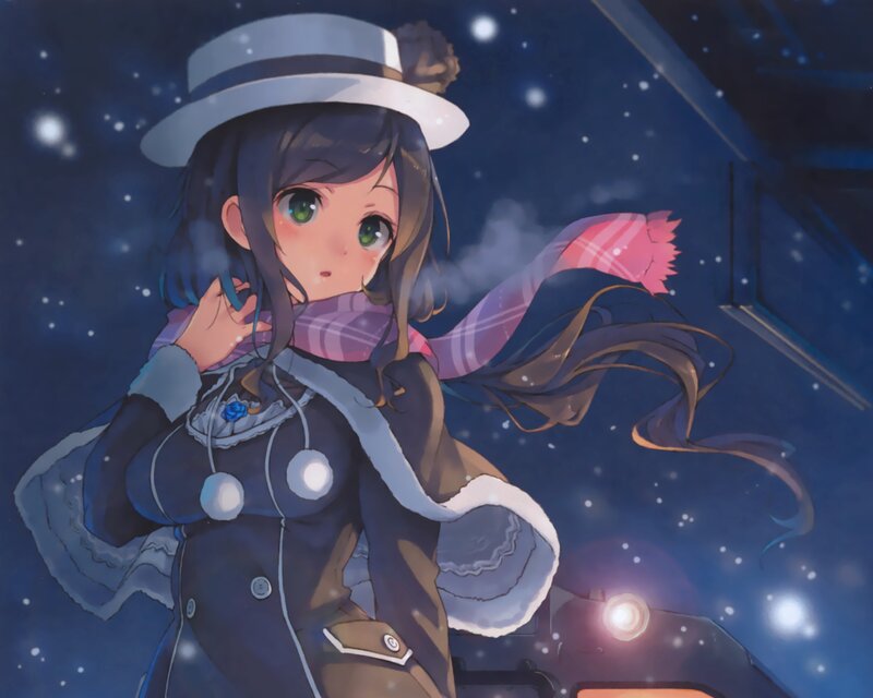 Anime Girl in Winter Coat — Blue, Cold