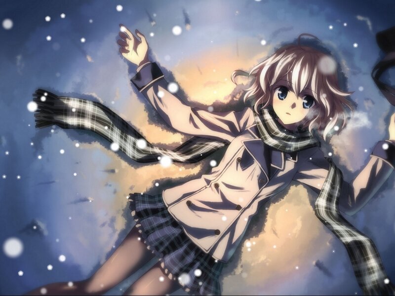 Anime Girl in Winter Coat — Blue, Dramatic