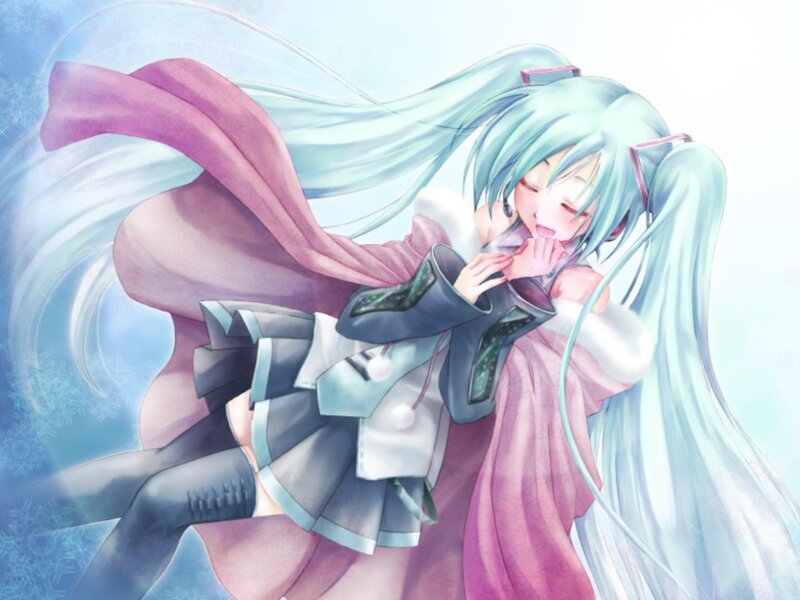 Anime Girl in Winter Coat — Blue