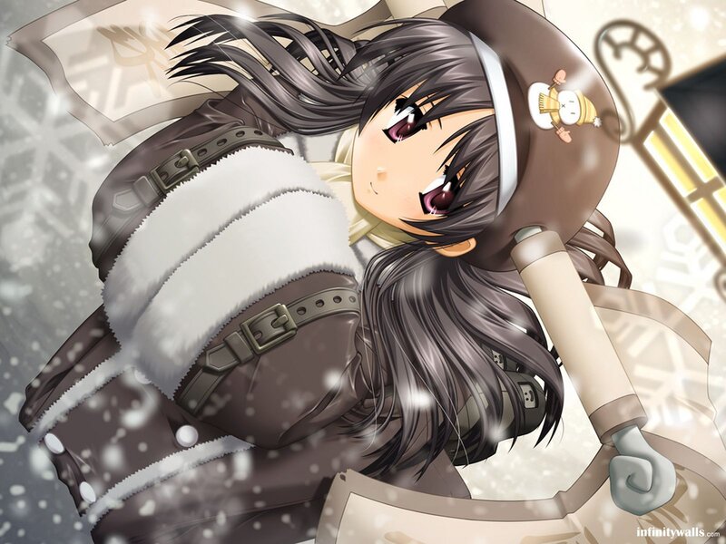 Anime Girl in Winter Coat — Brown