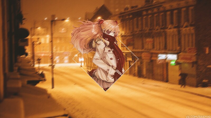 Anime Girl in Winter Coat — Orange