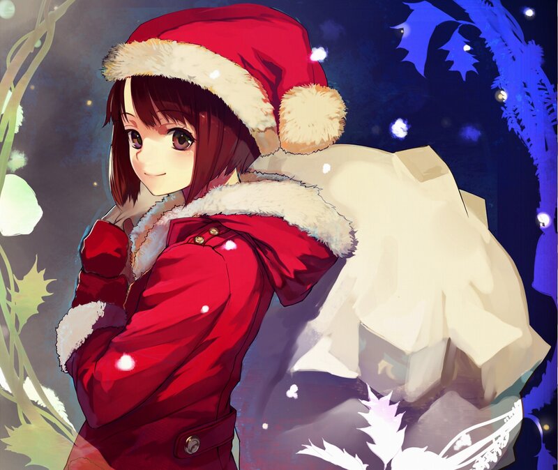 Anime Girl in Winter Coat — Red