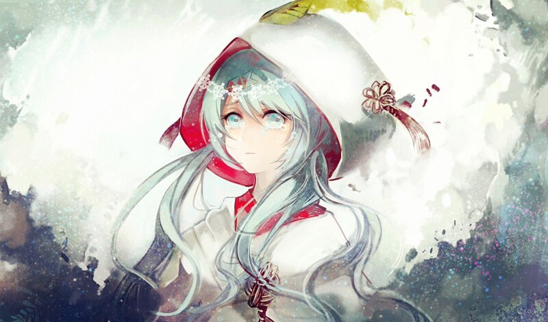 Anime Girl in Winter Coat — White, Calm, Digital Art, Snow