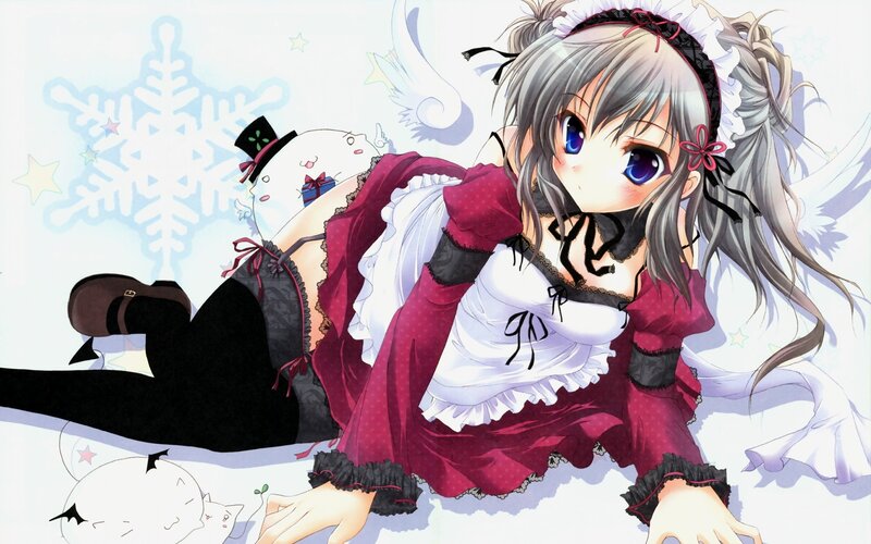 anime girl in winter dress
