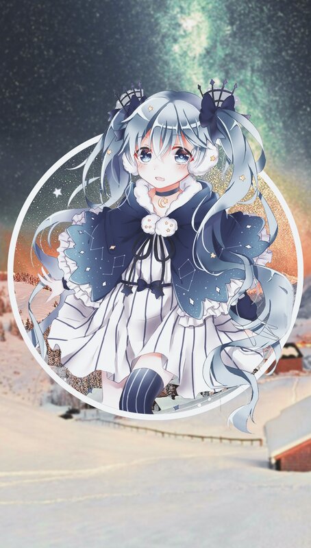 Anime Girl in Winter Dress — White, Serene, Night